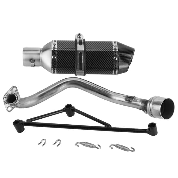 Helt Avgassystem Header + Kolfiber Stil Slip-On Dämpare Passar för GY6 125