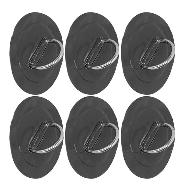 6-pack Uppblåsbar Kajak D-ring Patch Marin Snabbspänne med Elastisk Bungee-lina Svart