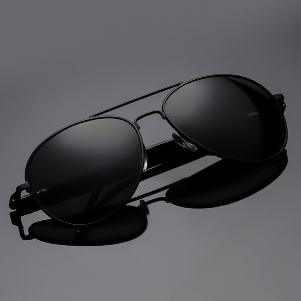 Polariserade solglasögon med receptbelagda närsynta solglasögon för män med metallfjädrar, stora modebågar (svart båge med svart och grå lins)