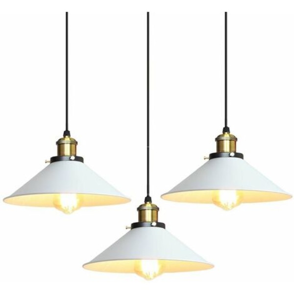 3x Retro Pendel Industriel Design E27 Ø 26cm, Pendel Loftslampe Jern Lysekrone Hængelampe til Soveværelse Kitc