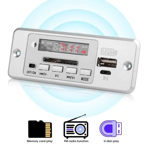 5V MP3 Audio Decoder Modul USB FM Radio MP3 Dekoder Board Musikafspiller med Effektforstærker Sølv