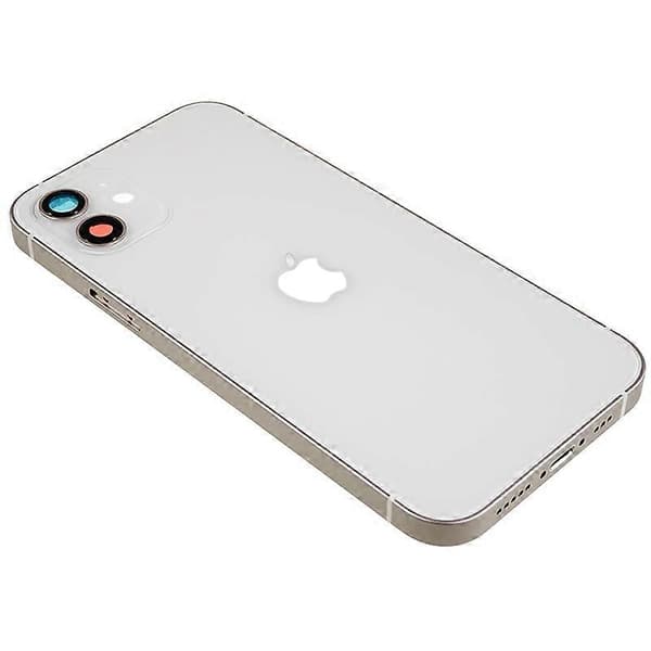 Til iPhone 12 6,1 tommer Bagbatterihus Dæksel+Midterpladeramme+Sideknapper Udskiftningsdel Multicolor White
