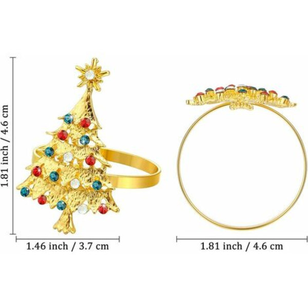 12 joulukuusen lautasliinasormusten set Joululautasliinasormuksen pidikkeen set Joulun tekojalokivi Diamond Metal Alloy N