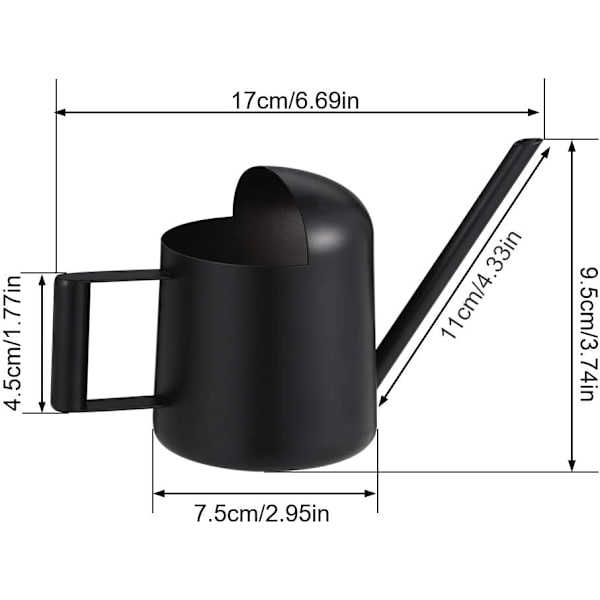 300 ml metallinen pitkä suutin sprinkleri ruostumattomasta teräksestä CAN (musta),