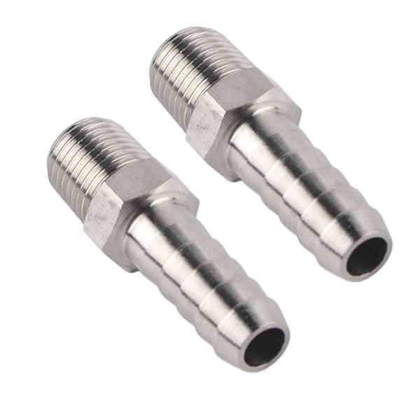 Hurtigkobling i rustfrit stål 2 stk. 1/4 tomme BSPT gevind 10 mm