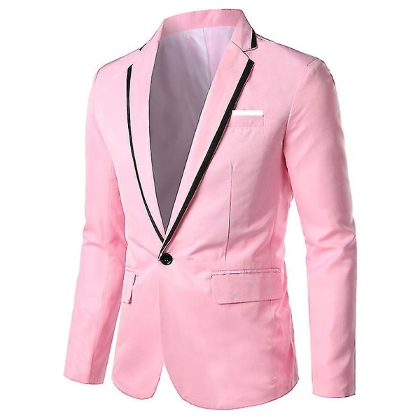 Män Blazer Lättvikt Casual Solid Enknapp Slim M Pink