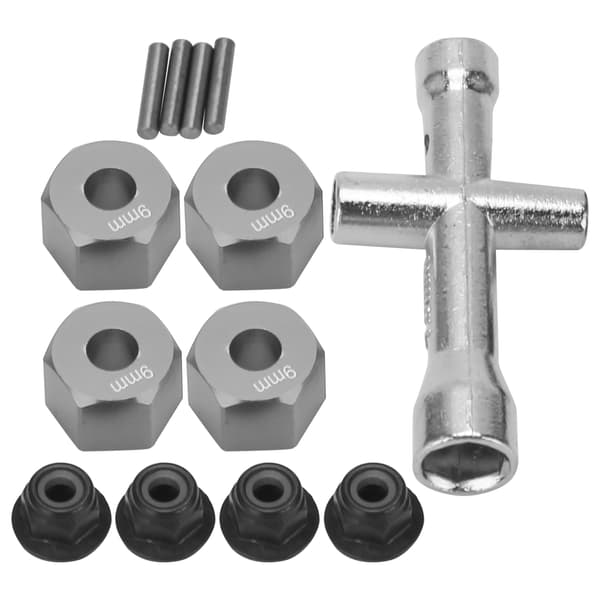 12 mm Hex Adapter 9 mm Tyk M4 Flange Låsemøtrikker Krydsnøgle Sæt til 1 10 RC Bil Titanium
