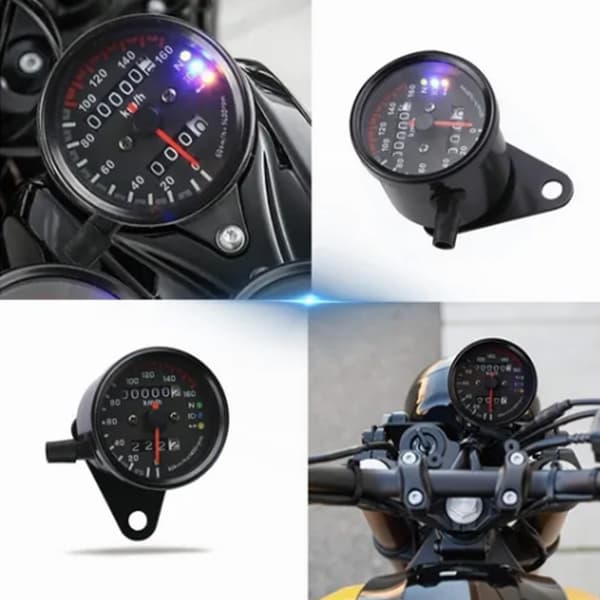 Universal 12V Digital Motorcykel Speedometer Blå LED Baggrundslys Odometer