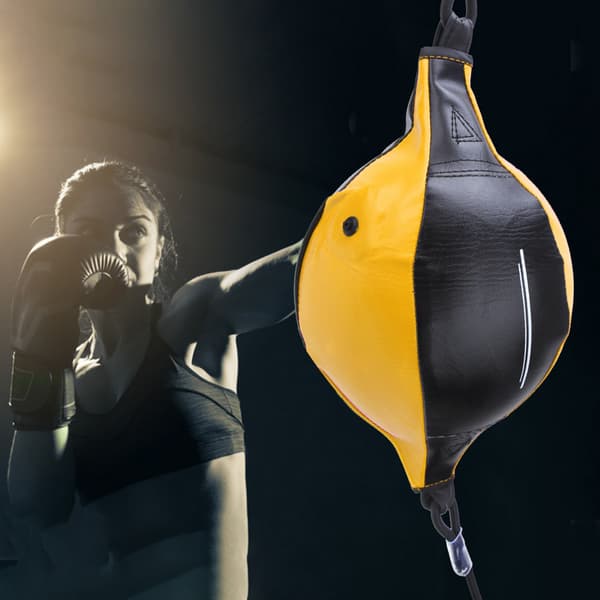 Oppustelig dobbelt endepunchingbold Speed Rebound Ball Boksetræningsudstyr Sort Gul
