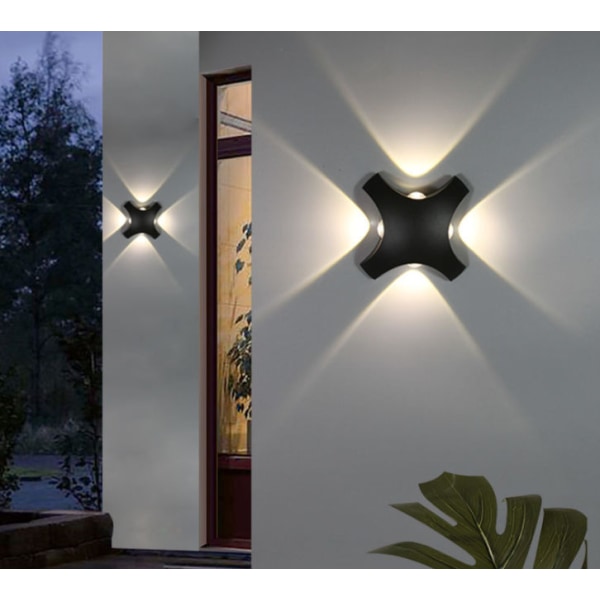 LED udendørs væglampe, indgangsdør til altangang (A2267/4 varmt hvidt lys),