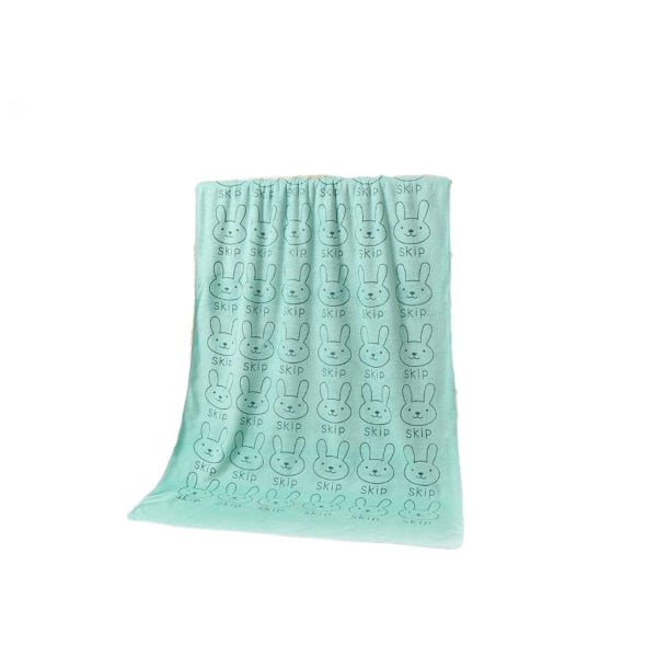 Mikrofiberbadehåndkle 70*140 Absorberende tegneserietrykt mykt, vanlig preget badehåndkle for voksne (cyan kaninhode)