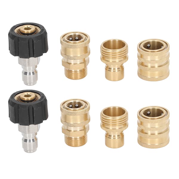 8PCS Högtryckstvätt Adapter Kit Snabbkoppling Metallkopplingar för Biltvätt