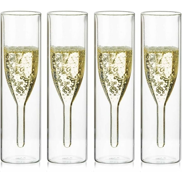 4 stycken Solid Tube Creative Cocktailglas Champagnetumlare Mousserande vinglas