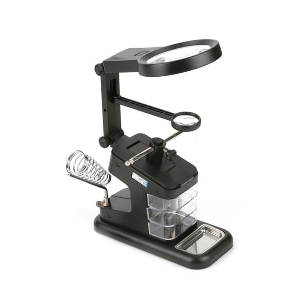 USB Loddestasjon med forstørrelsesglass og LED-lys, svart