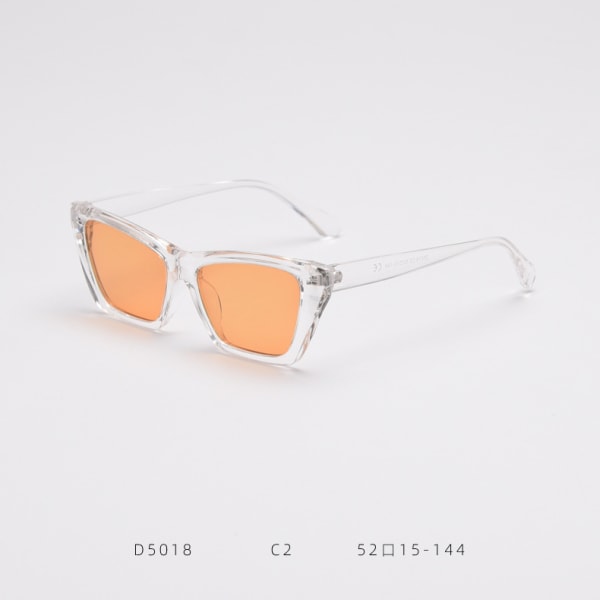 Cat Eye solbriller Europæisk og amerikansk mode polariserede solbriller til kvinder i retrostil mænds solbriller (klar hvid orange linse C2)