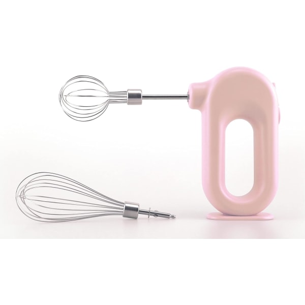 Sladdlös elektrisk handmixer för hushåll, USB uppladdningsbar bärbar äggvisp med 2 löstagbara vispar 4 hastighetslägen (rosa)