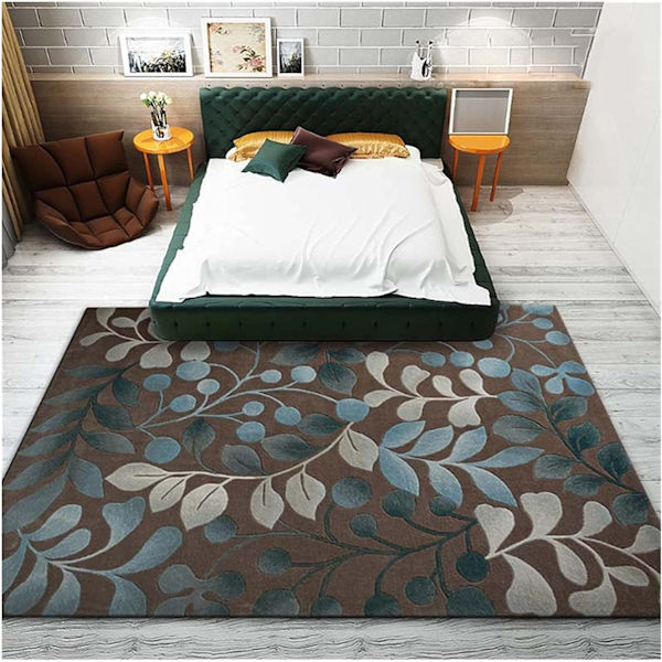 Nordic Abstract Floral Art Teppe, Sklisikker gulvmatte for stue, soverom, fasjonabelt kjøkkenteppe, gulvmatte (brun, 40*60),