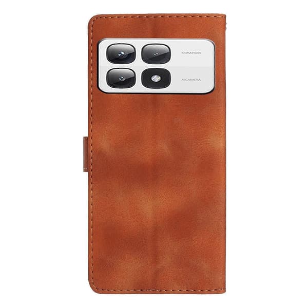 Blomsterpræget PU-etui til Xiaomi 14T Pro[ht] Brown