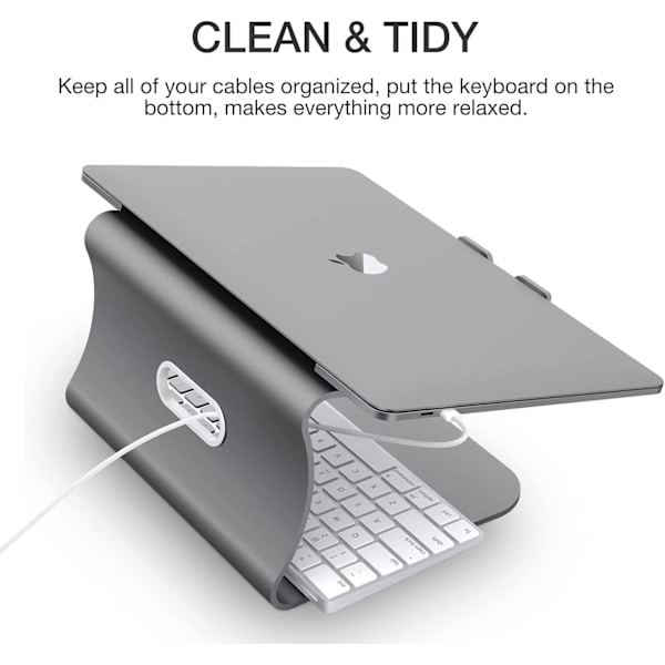 Laptopstativ i aluminium for Apple MacBook Air Pro 11-16" bærbar datamaskin (grå)