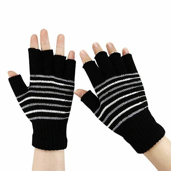 Winter Working USB Heated Gloves Thermal Hand Warmer Gloves Full & Half Finger Striped