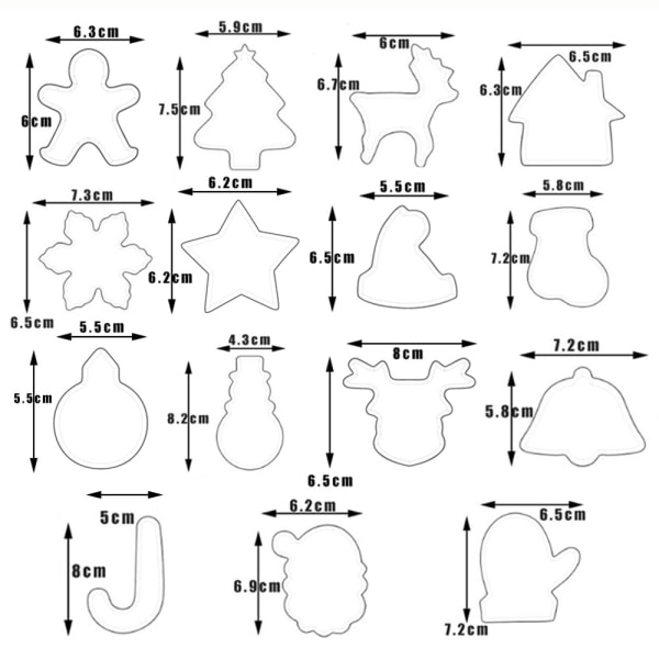 15-osainen set joululeikkuri lumiukko joulupuiden hirvisetti ruostumattomasta set tee-se-itse mold,