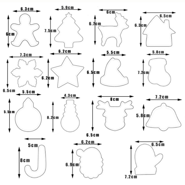 15-osainen set joululeikkuri lumiukko joulupuiden hirvisetti ruostumattomasta set tee-se-itse mold,