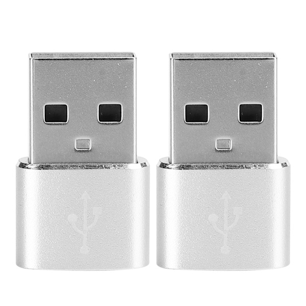 2 STK. Aluminiumlegering TypeC til USB Adapter til Opladningssynkronisering Dataoverførsel (Sølv)