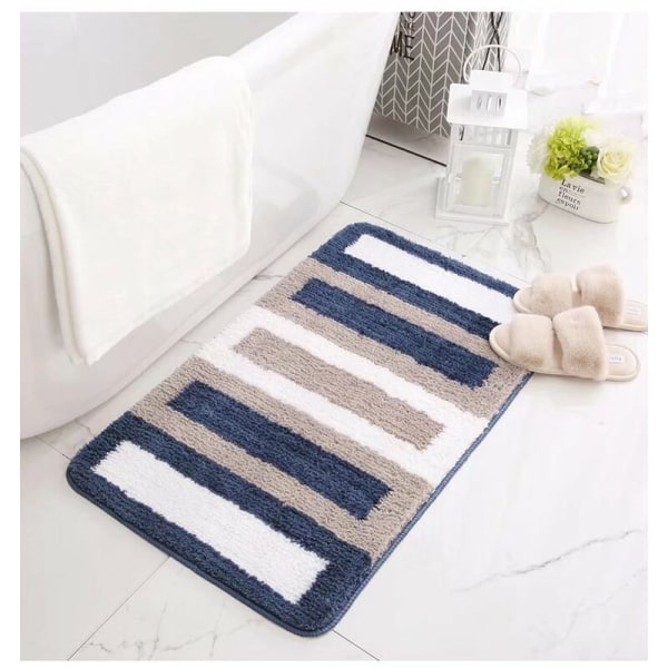 Simple life - blå, 40*60 cm badeværelse skridsikker måtte absorberende fodmåtte badeværelse badekar