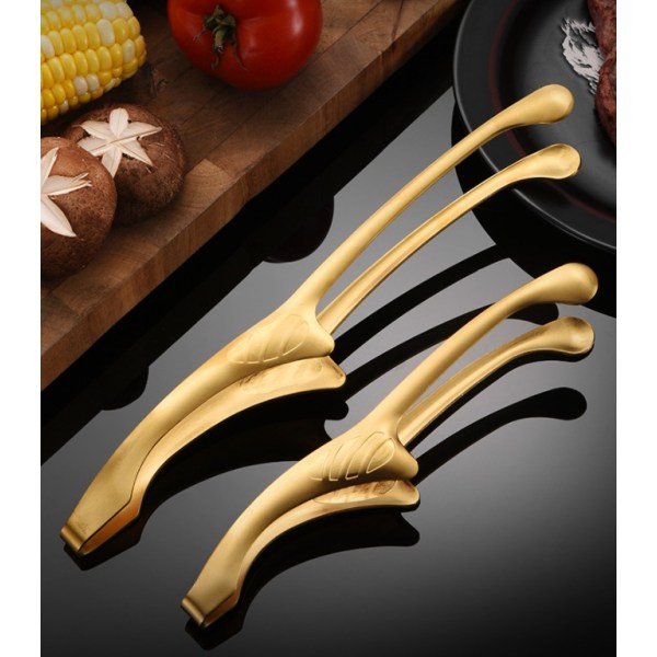 BBQ Tongs 304 rustfritt stål BBQ Tongs (10 tommers gylne tang med rund hode)