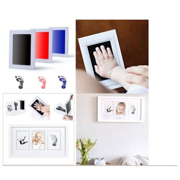 Set med 2 baby och fotspår, säker giftfri 9,5 x 5,7 cm himmelsblå