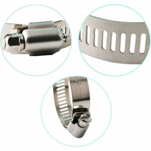 12 delar justerbar slangklämma Rostfritt stål Slangklämmor Klämmor Fixering 10-16 mm Silver