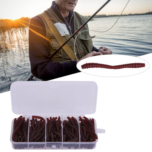 100 stk. 6 cm Silikone Kunstig Orm Regnorm Bløde Fiskelokker Agnfiskeriudstyr Tilbehørssæt