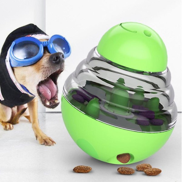 Pet tumbler interaktiv leksak, hund skakar mat läcker boll GREEN