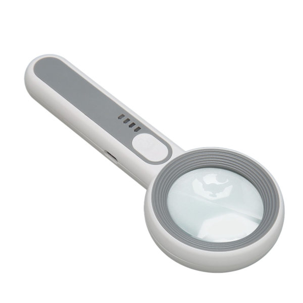Genopladelig håndholdt forstørrelsesglas med 5x forstørrelse og touch-kontrol LED-lys