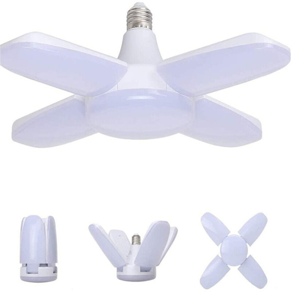 Pakke Hvit LED-arklys 4+1 Foldelys, Taklys, Garasjelys, 60W E27 6500K 6000Lm Verkstedlys, 175-265v
