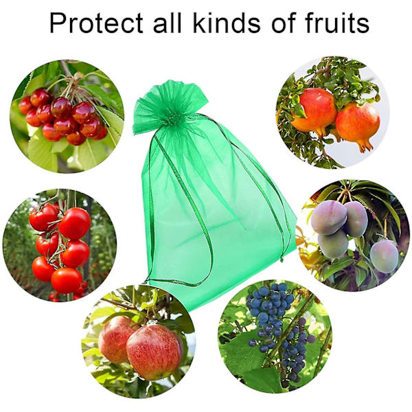 100 gasbindposer med snøring for å beskytte frukt red 20*30cm
