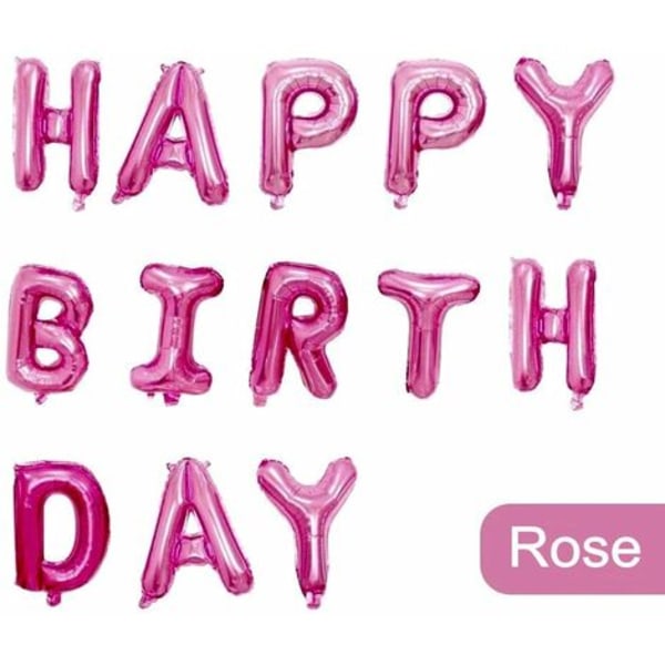 Vaaleanpunaiset kirjaimet Happy Birthday Folio ilmapallot, Happy Birthday Bannerit lapsille Aikuisten syntymäpäiväjuhlien koristelutarvikkeet Acce