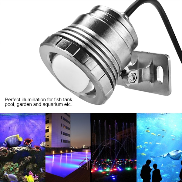 12V 5W RGB Vandtæt LED Spotlight Lampe til Akvarier, Pools og Haver - Sølvfinish Under Vand