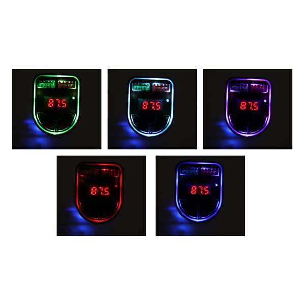 Universal Bluetooth-sender til bil med 7 farvede lys og forbedret musikadapteroplader