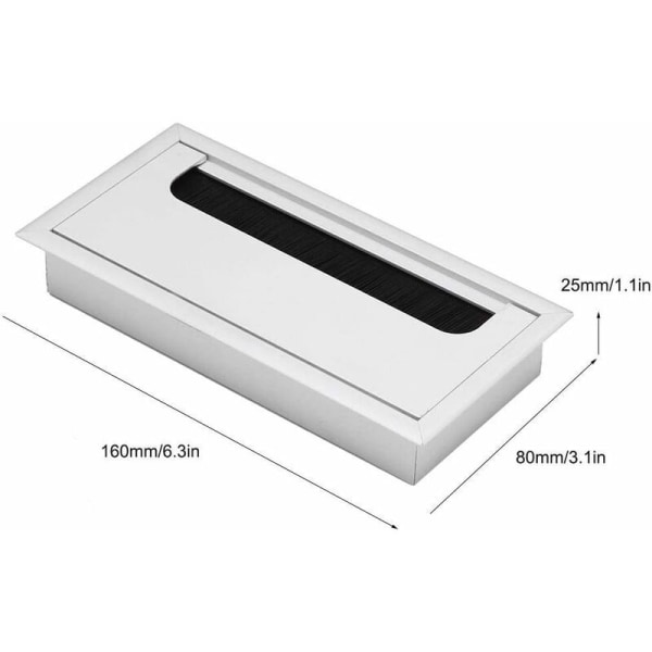 Fyrkantigt cover för infällning på kontorsbord Organizer, cover av aluminiumkabelgenomföring
