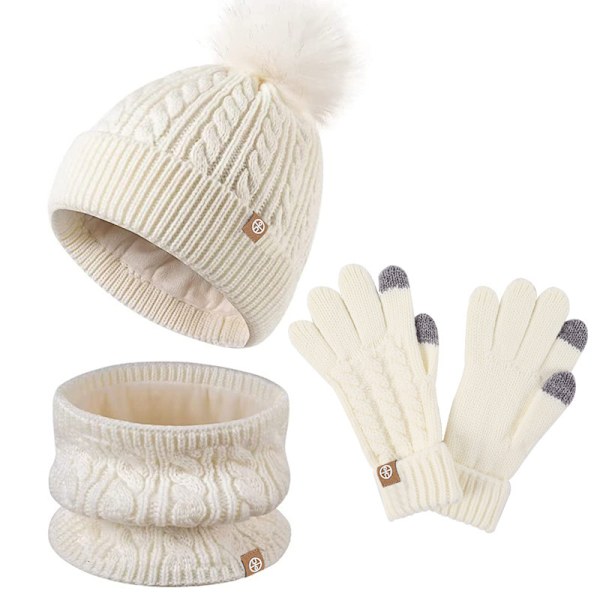 Barn Vinter Hatt Handskar Scarf Set, Girls Toddler Hats color-4