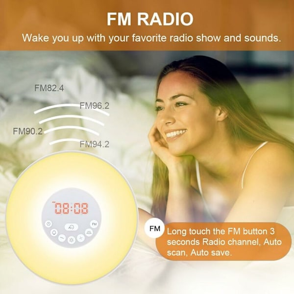 Home Sunrise Wake-up Light Clock Wake-up Light (europeisk standard)，för sovrum, vardagsrum
