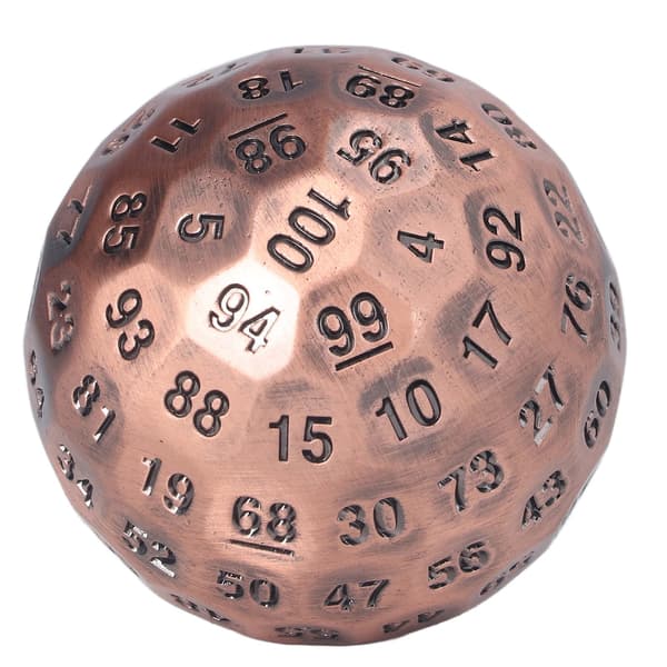 Metal Polyhedral Terninger 100 Sider Tunge Lyse Farver Rollespil Polyhedrale Terninger Kobber