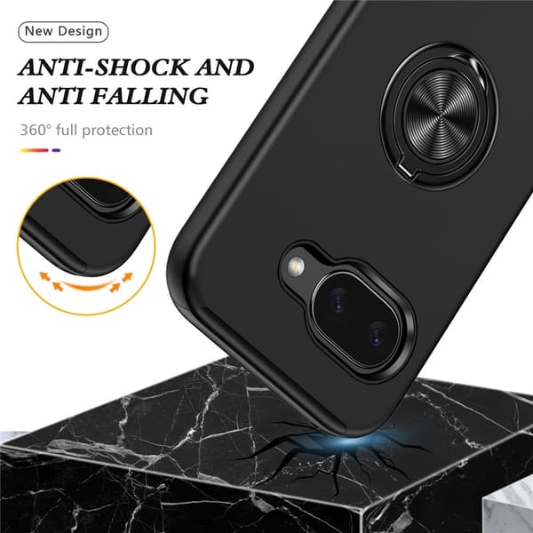Til Pixel 10a Cover Hybrid cover med Finger Ring - Sort Svart black