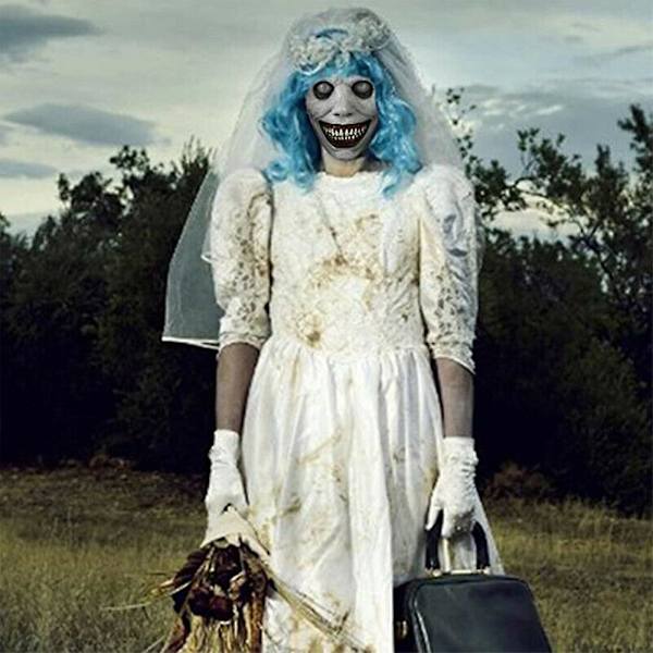 Kammottava Exorcist Smiley Mask Halloween -asun rekvisiitta White