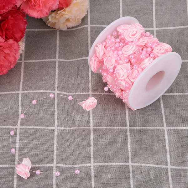 Rose Perleperler Garland String DIY Bryllupsdekorasjon 10m Rosa
