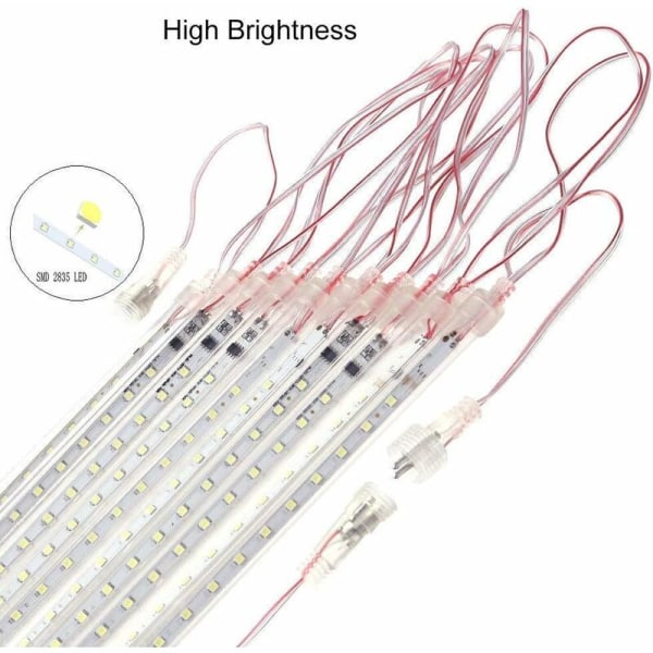 30CM, en set av 8 utomhus plug-in blå LED meteor dusch lampor, färgglada meteor dusch lampor, lämplig för utomhusdeco