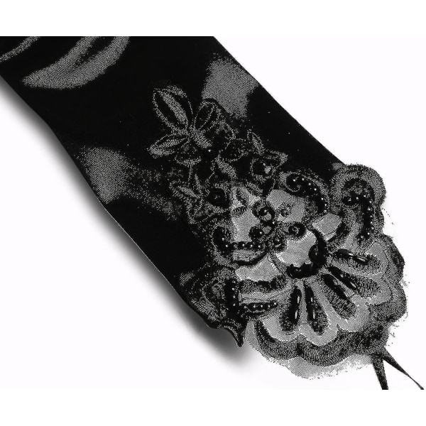 Svarta handskar Långa handskar 1920-talet Accessoarer Kostym Fingerless Handskar För Kvinnor Roaring 20-tal Tillbehör Klassiska Satin Armbågslängd Handskar (s12)