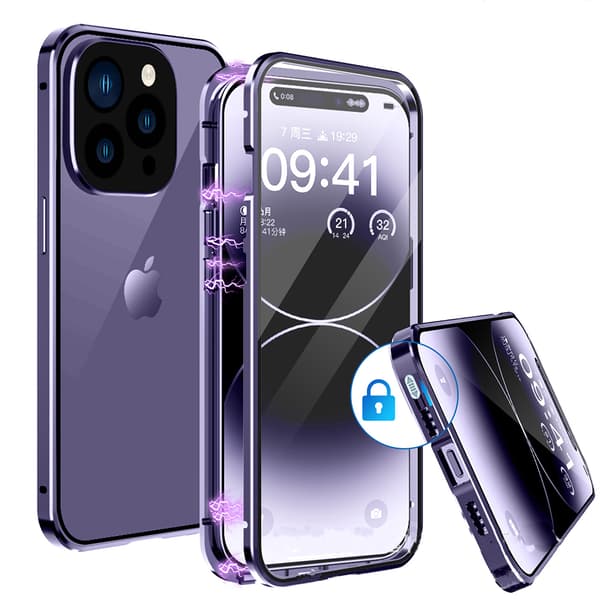 [HT]Beskyttende Magnetisk Dobbelt Skal - iPhone 14 Pro Grön