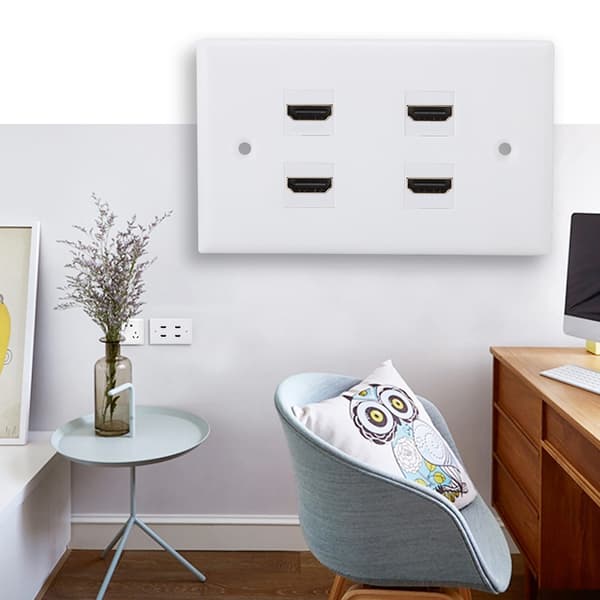 4-Port Spänne HDMI Kopplingsskydd Ljud Video HDTV Väggplatta Panel